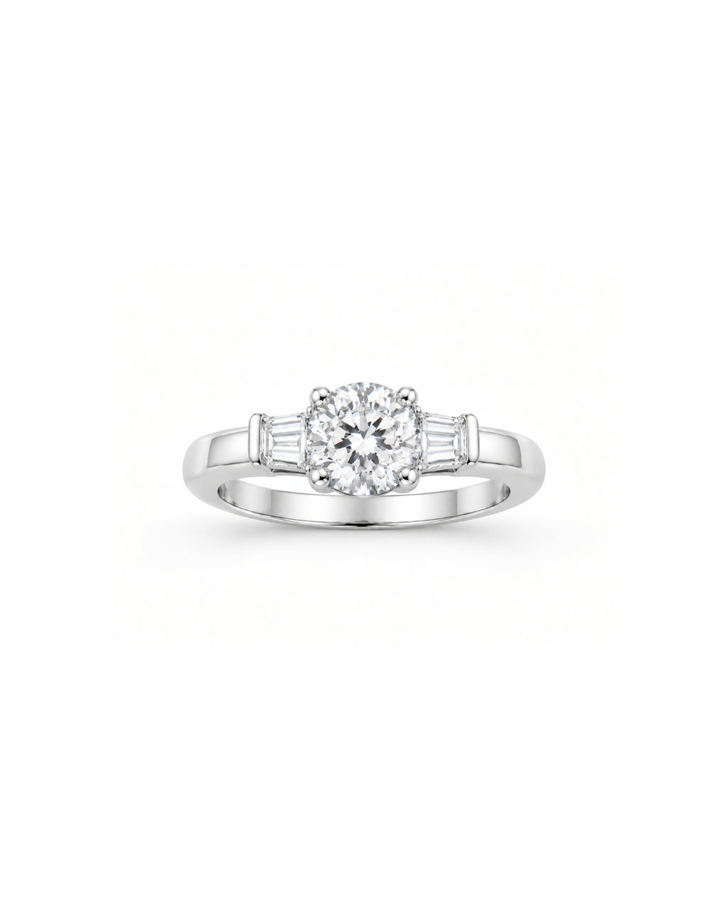 Three-Stone Round & Tapered Baguette Labgrown Ring