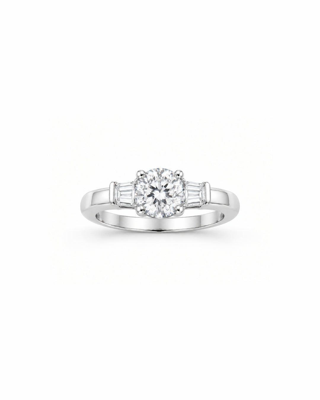 Three-Stone Round & Tapered Baguette Labgrown Ring