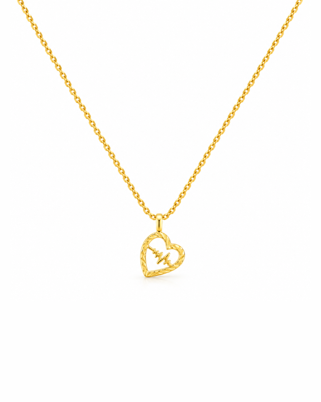 Gold Heart & Lifeline Pendant with Chain