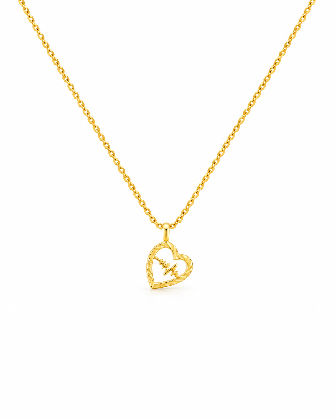 Gold Heart & Lifeline Pendant with Chain