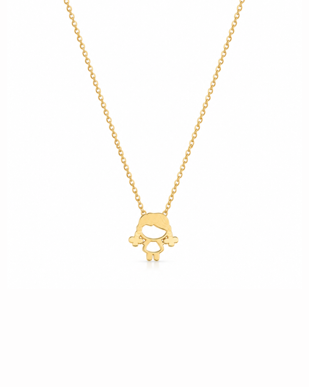 Gold Little Girl Silhouette Pendant With Chain