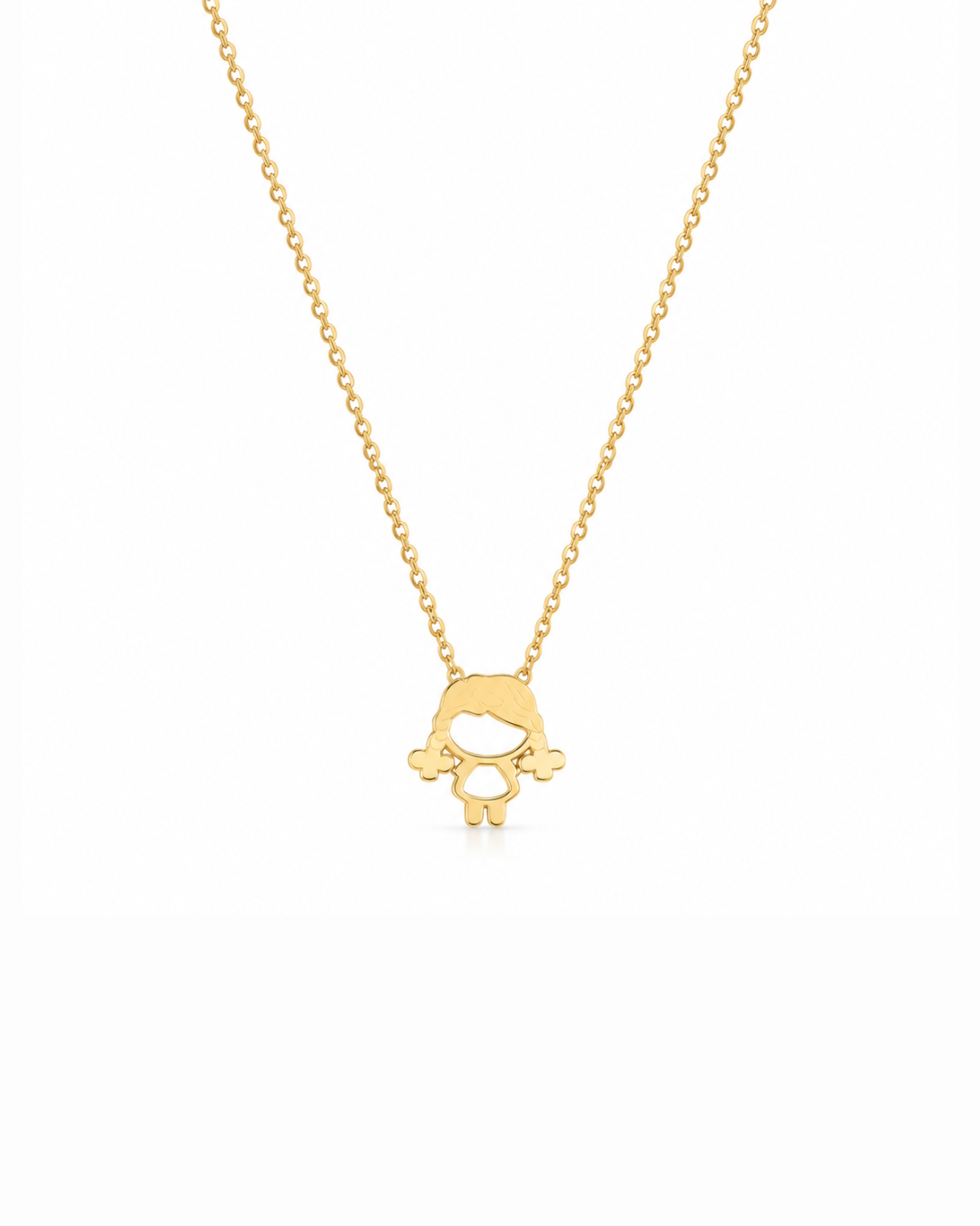Gold Little Girl Silhouette Pendant With Chain