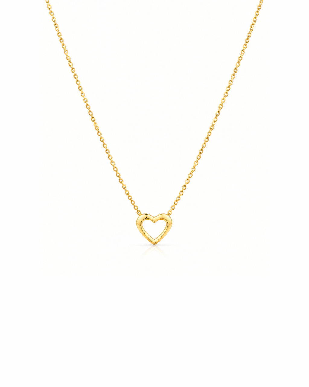 Gold Open Heart Pendant with Chain