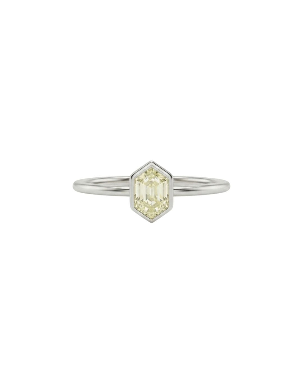 Elegant Hexagon Cut Diamond Ring
