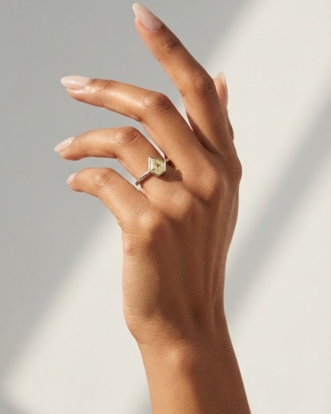 Minimalist Diamond Hexagon Gold Ring