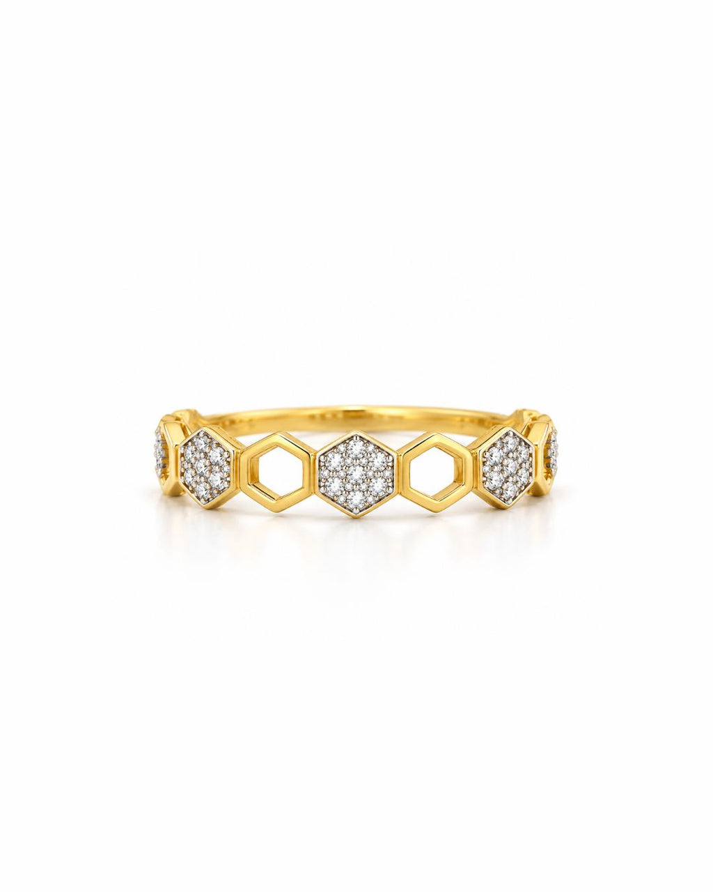 Geometric Honeycomb Pavé Diamond Ring