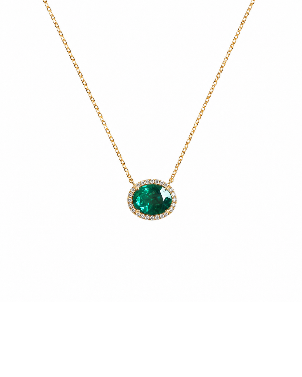 Radiant Halo Emerald and Diamond Chain
