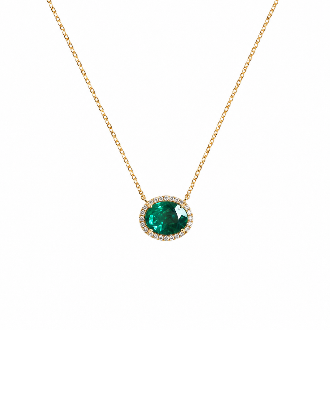 Radiant Halo Emerald and Diamond Chain