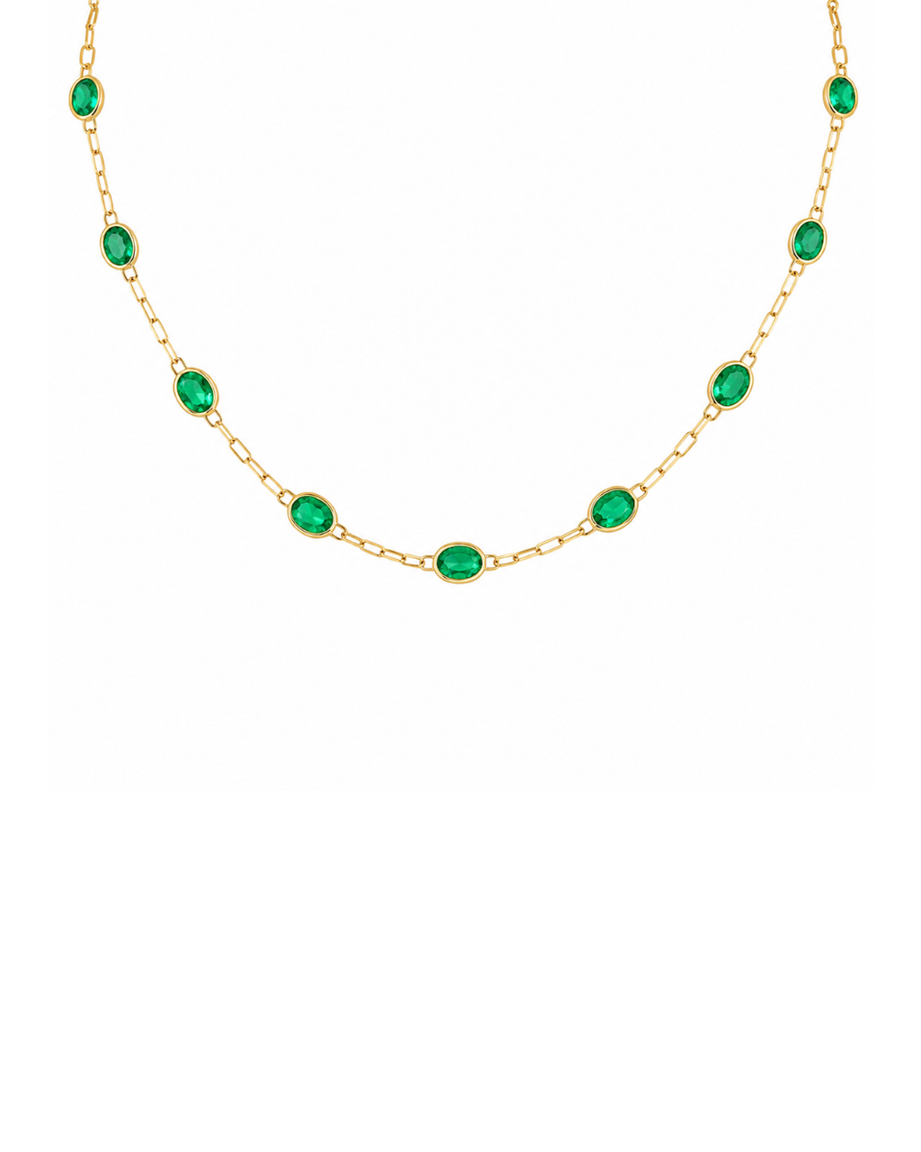 Luminous Multi-Stone Emerald Station Chain