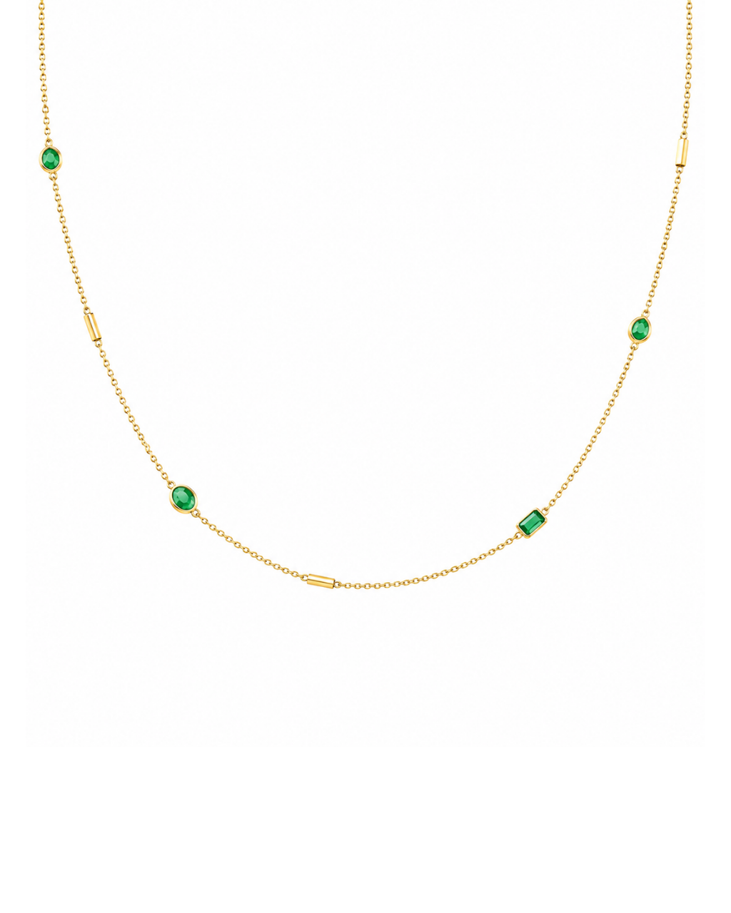 Delicate Emerald Station Chain