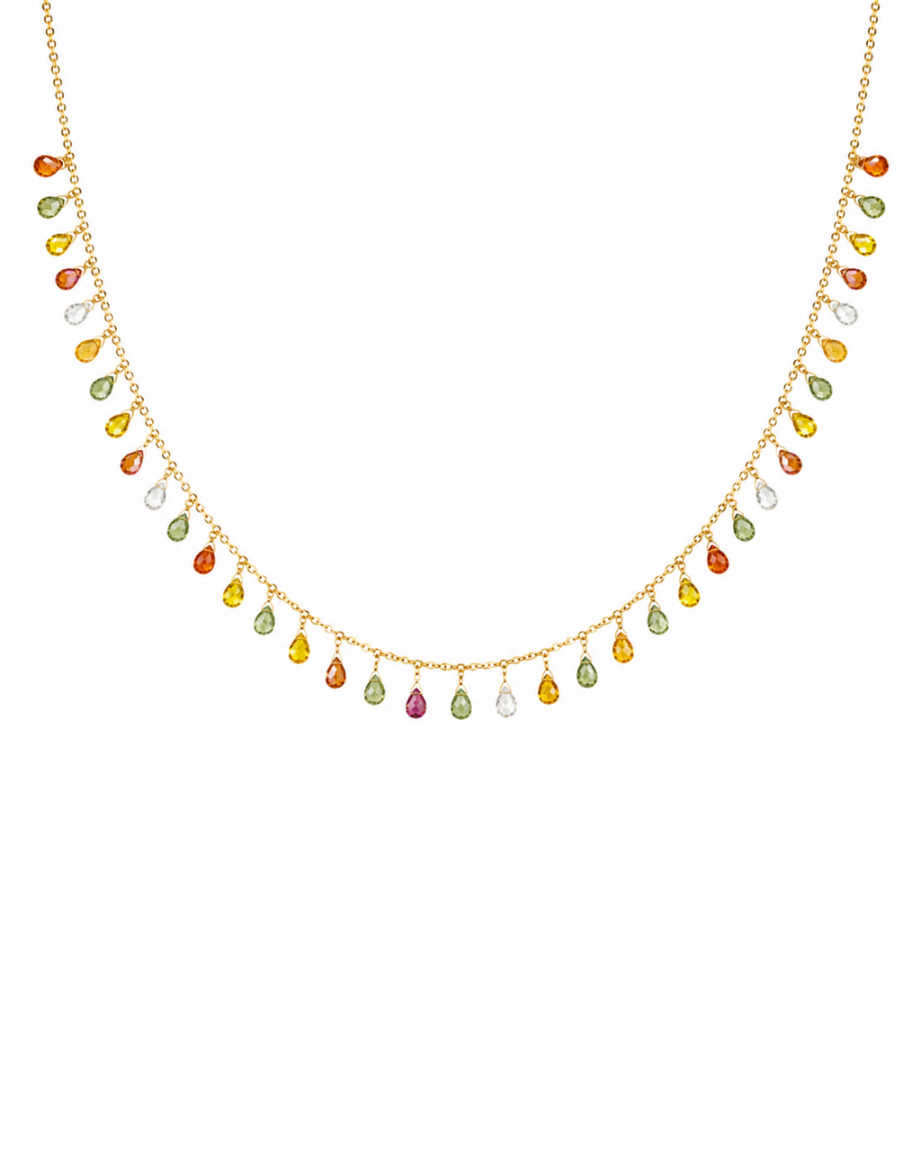 Vibrant Rainbow Gemstone Cascading Drop Chain