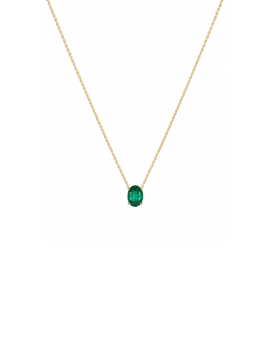 Minimalist Oval Emerald Solitaire Pendant