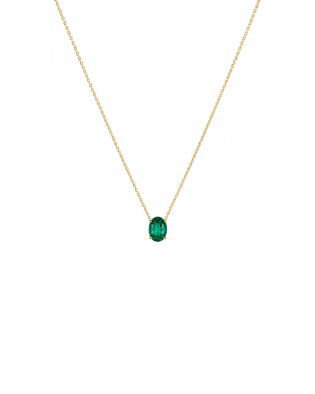 Minimalist Oval Emerald Solitaire Pendant