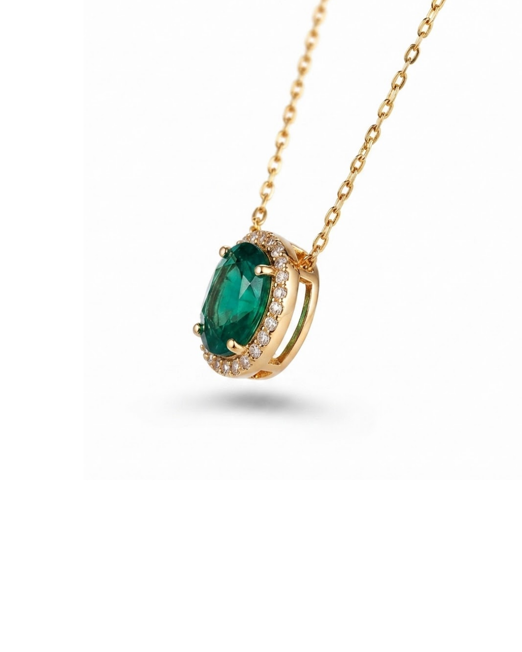 Radiant Halo Emerald and Diamond Chain