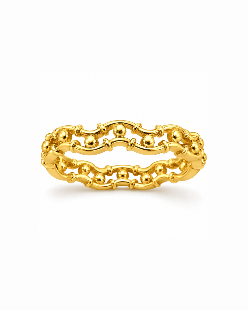Beaded Wave Band Ring