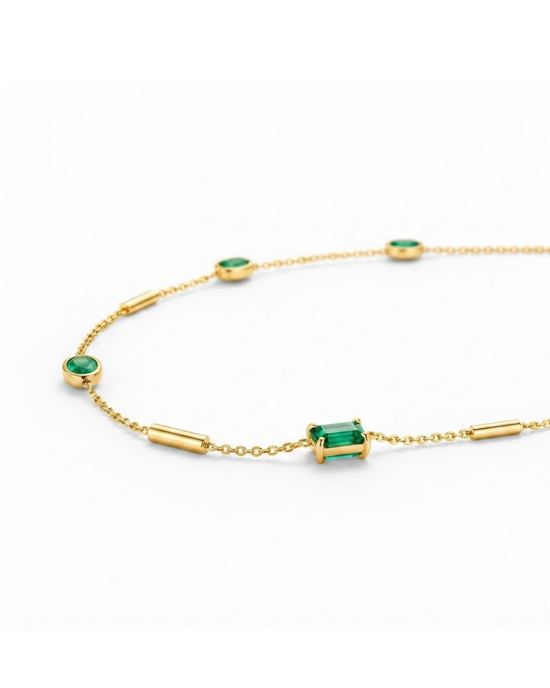 Delicate Emerald Station Chain