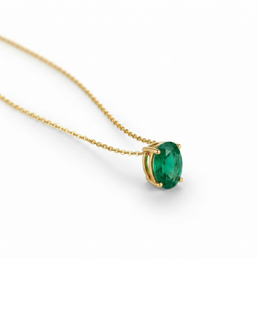 Minimalist Oval Emerald Solitaire Pendant