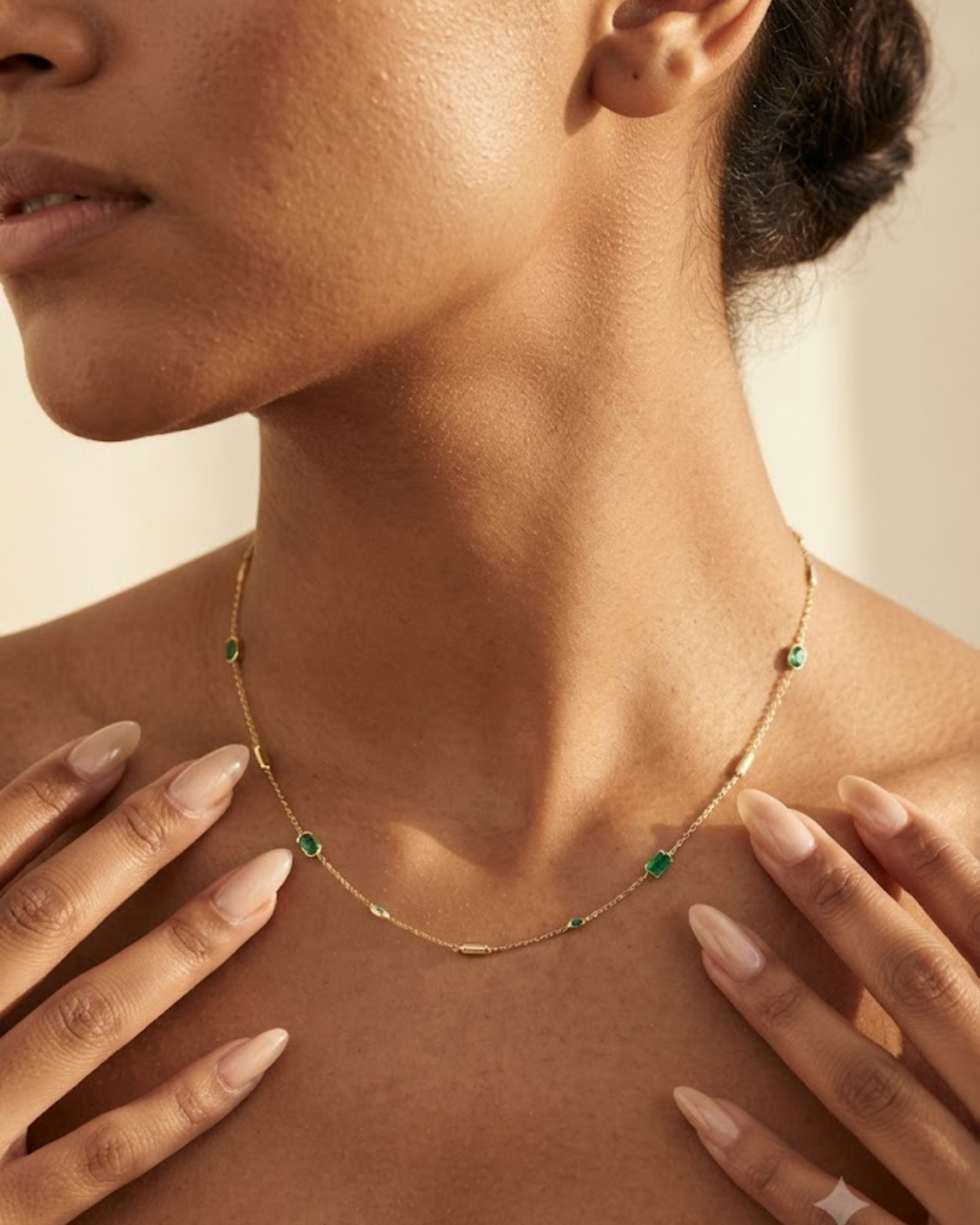 Delicate Emerald Station Chain