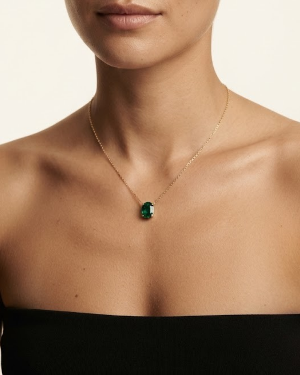 Minimalist Oval Emerald Solitaire Pendant