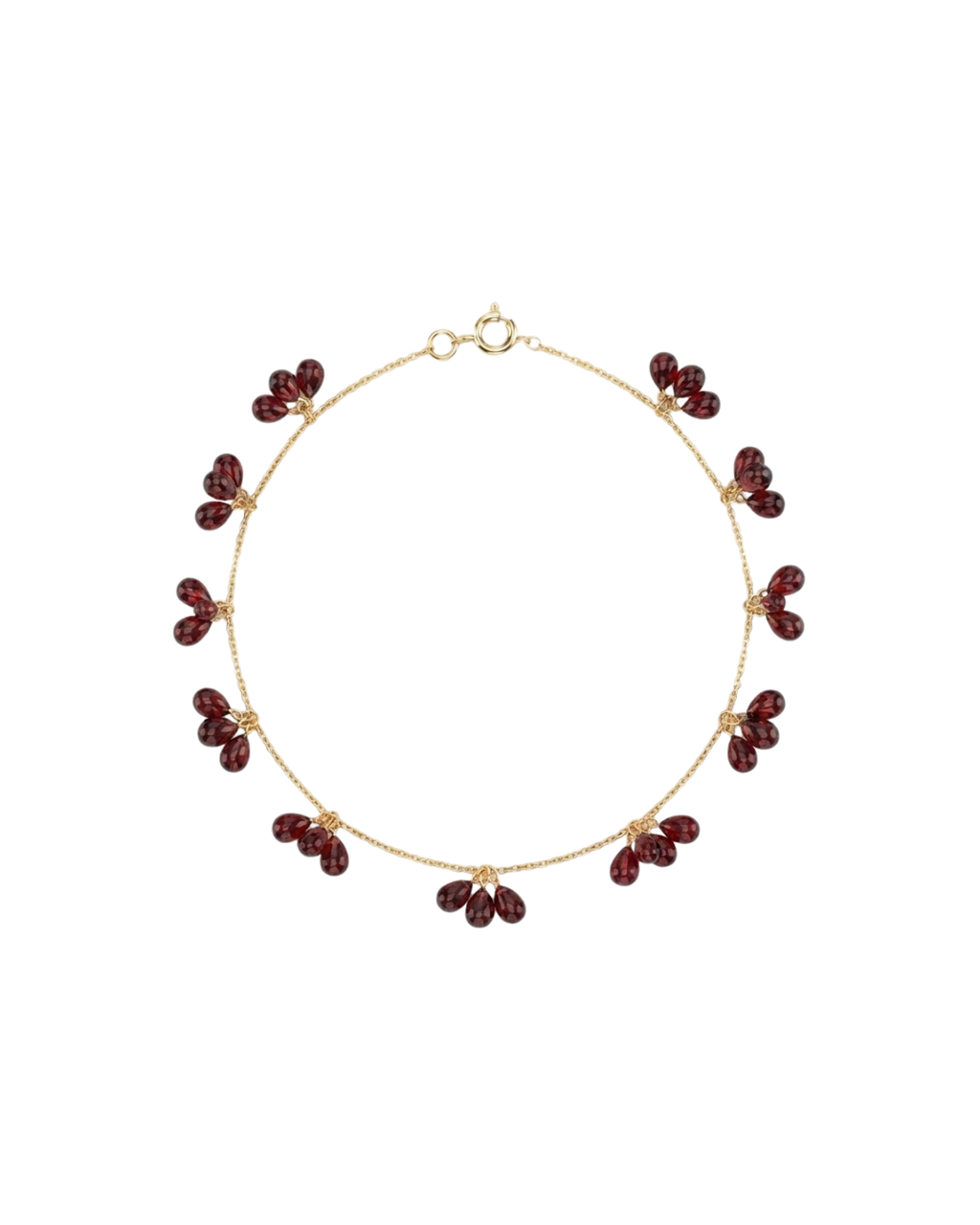 Deep Red Garnet Floral Gold Bracelet