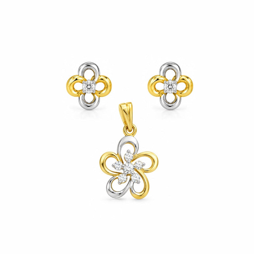 Two-Tone Blossom Pendant Set