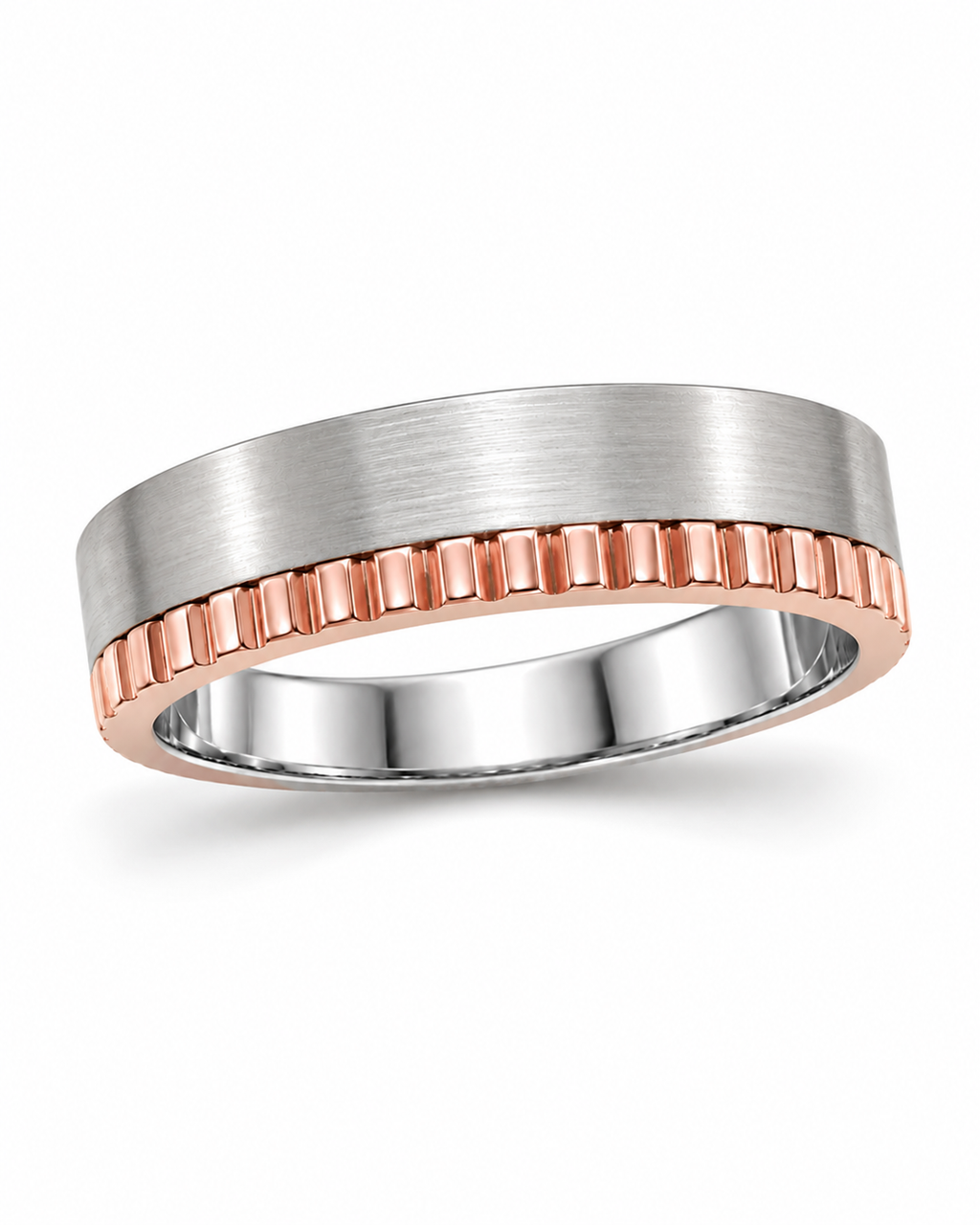 Dual-Tone Brushed & Rose Gold Band Ring