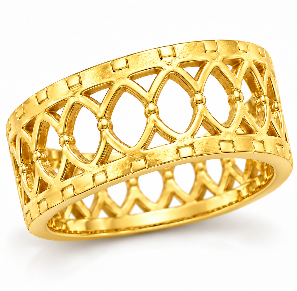 Interlocking Oval Lattice Band Ring