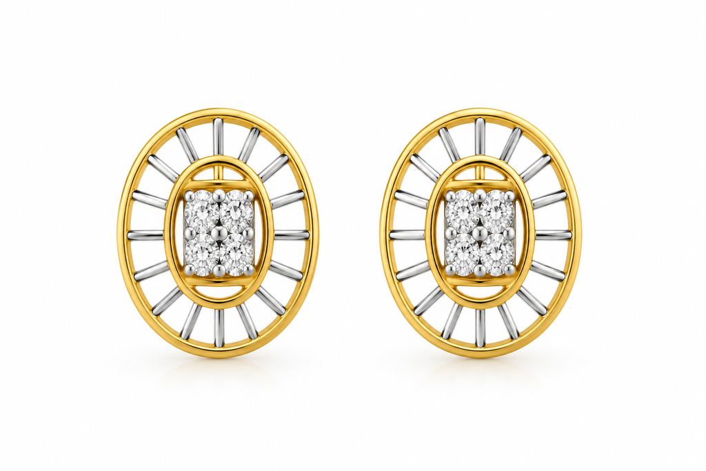 Oval Sunburst & Two-Tone Pendant Set