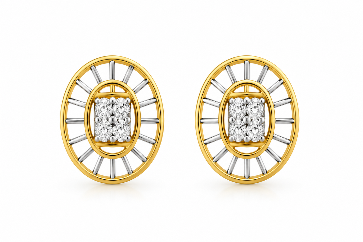 Oval Sunburst & Two-Tone Pendant Set