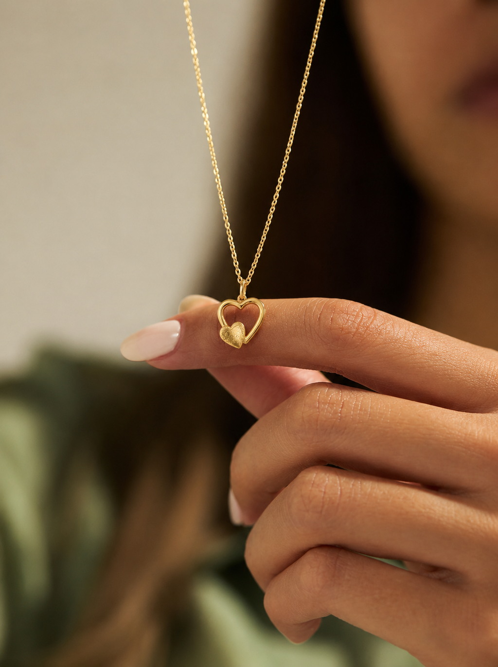 Gold Heart Pendant with Chain