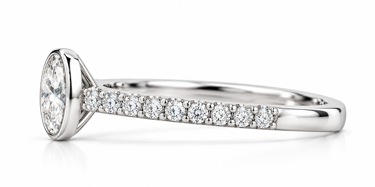 Bezel-Set Oval Diamond Pavé Band