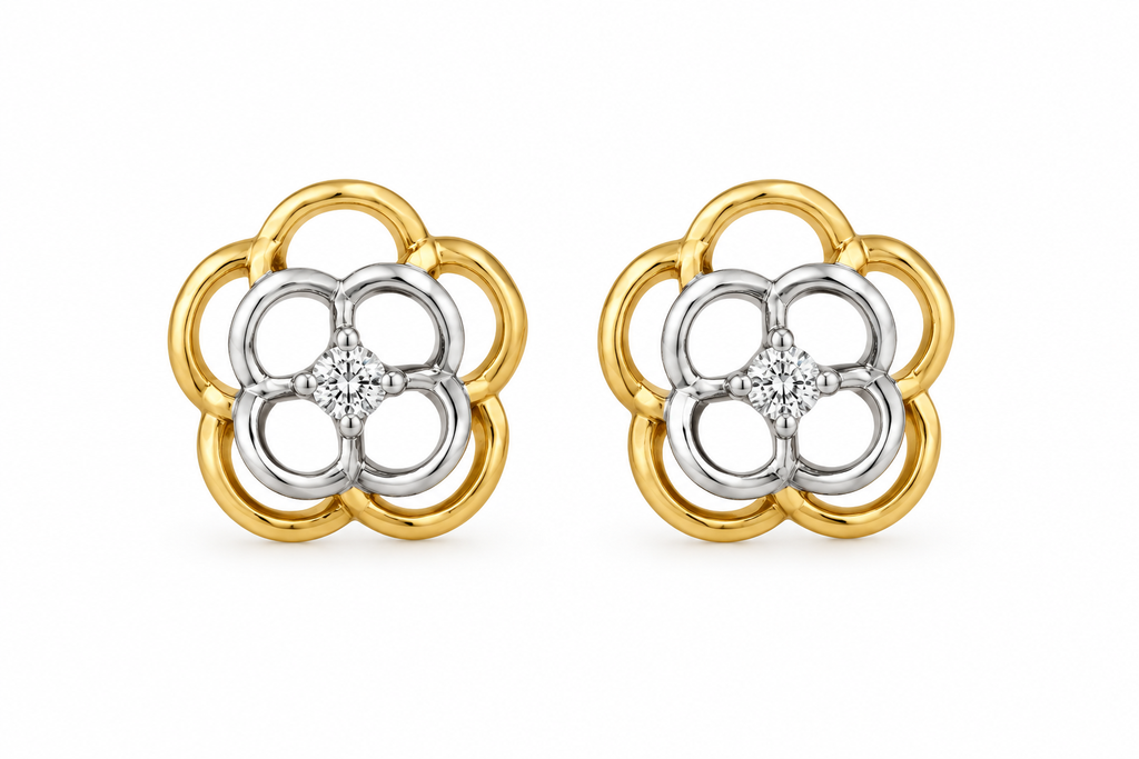 Dual-Tone Floral Petal Pendant Set