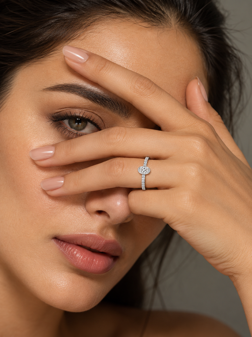 Bezel-Set Oval Diamond Pavé Band