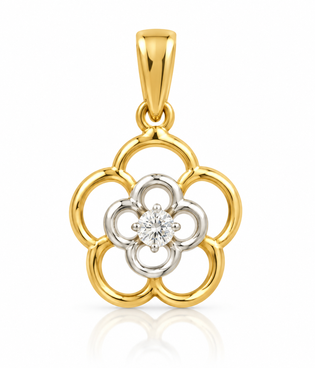 Dual-Tone Floral Petal Pendant Set