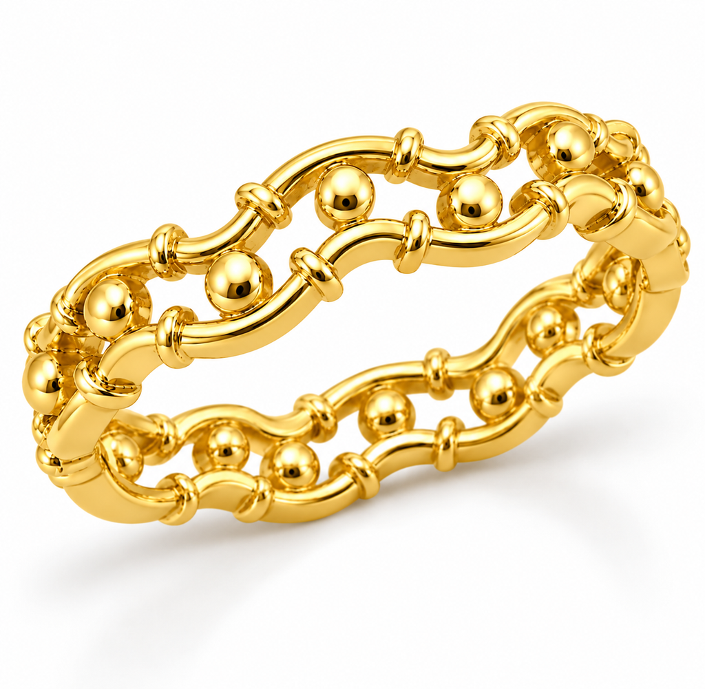 Beaded Wave Band Ring