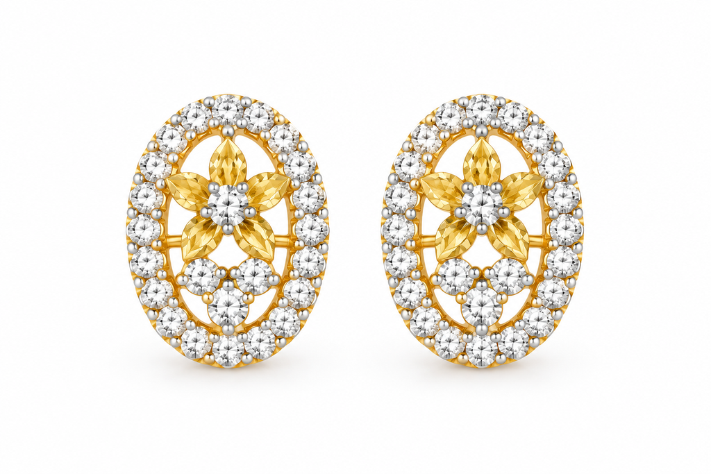 Floral Halo Oval Pendant Set