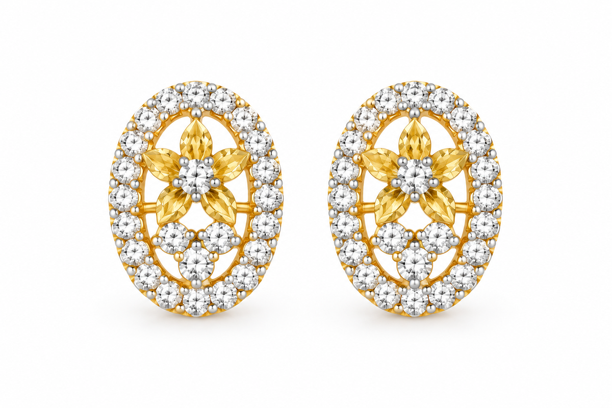 Floral Halo Oval Pendant Set