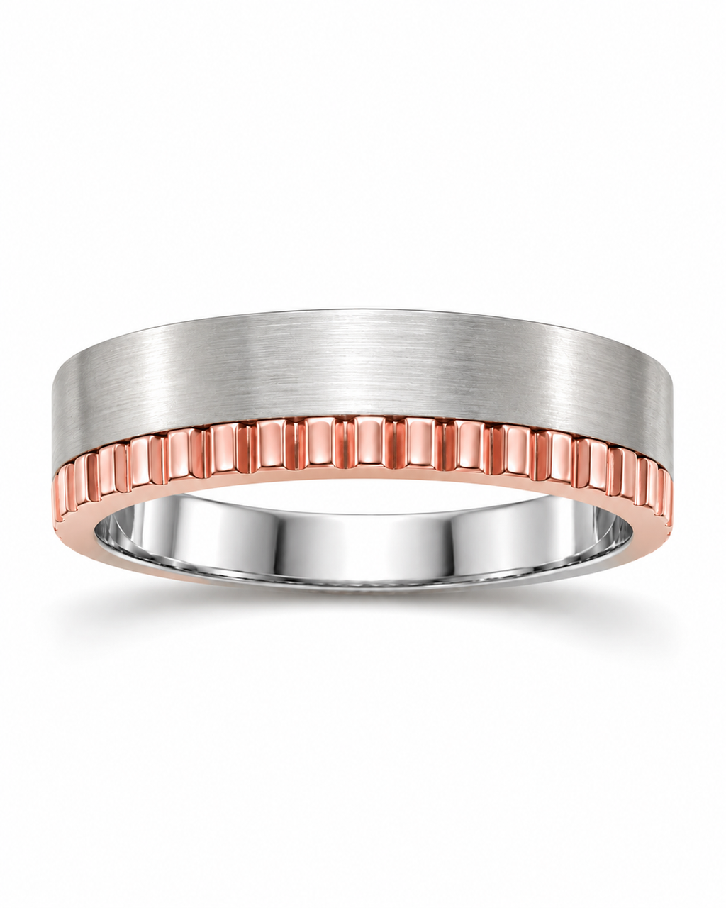 Dual-Tone Brushed & Rose Gold Band Ring