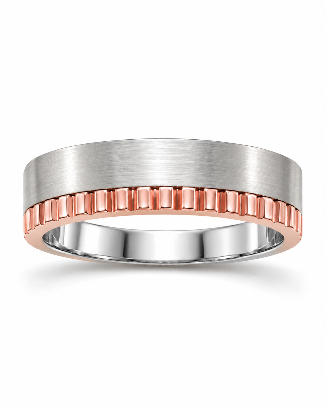 Dual-Tone Brushed & Rose Gold Band Ring