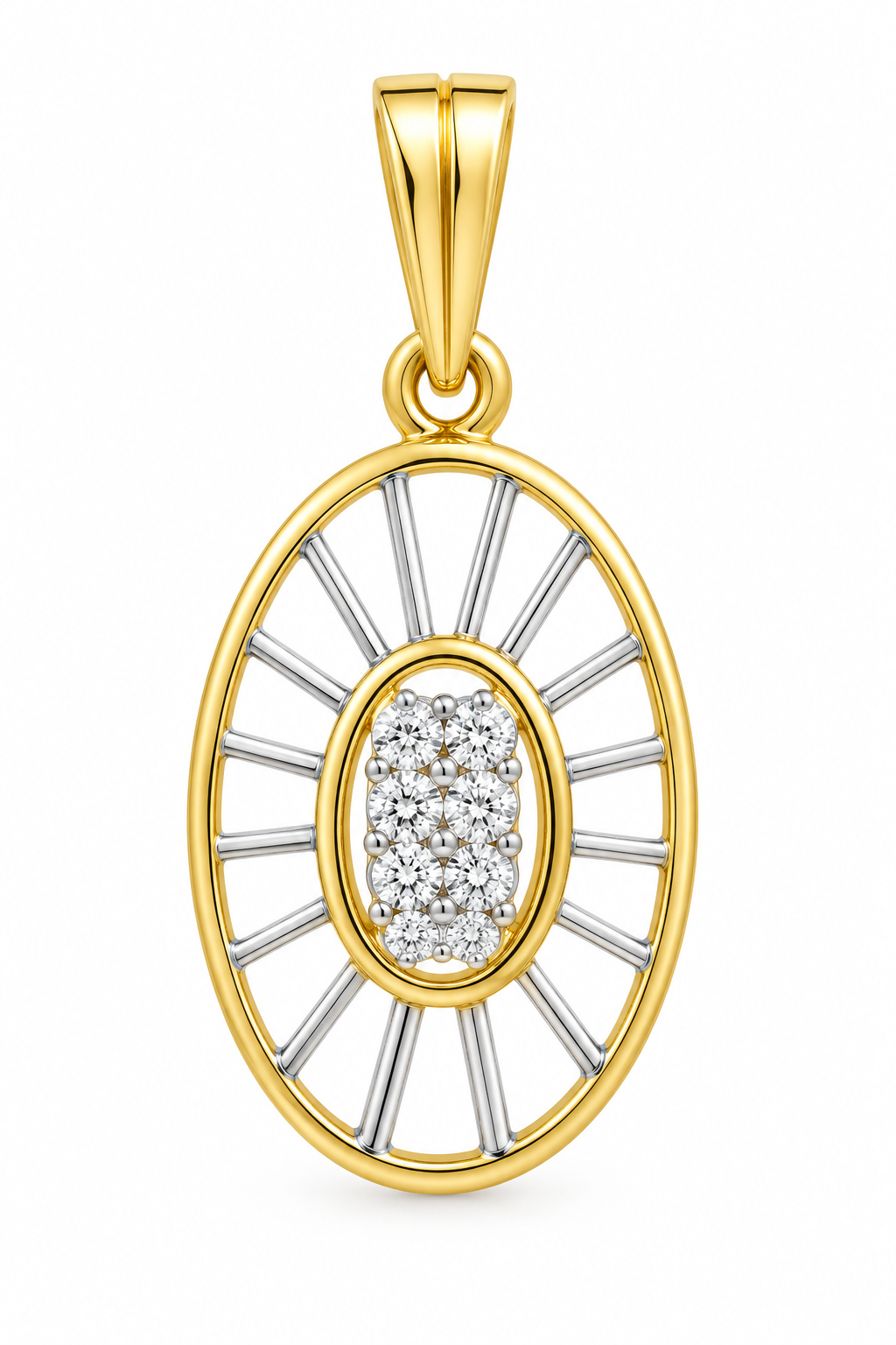 Oval Sunburst & Two-Tone Pendant Set