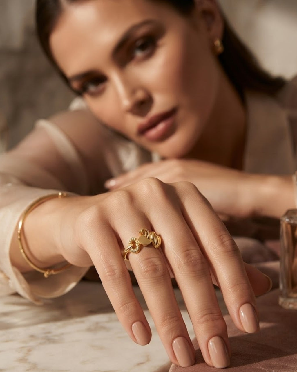 Dual Motif Gold Ring