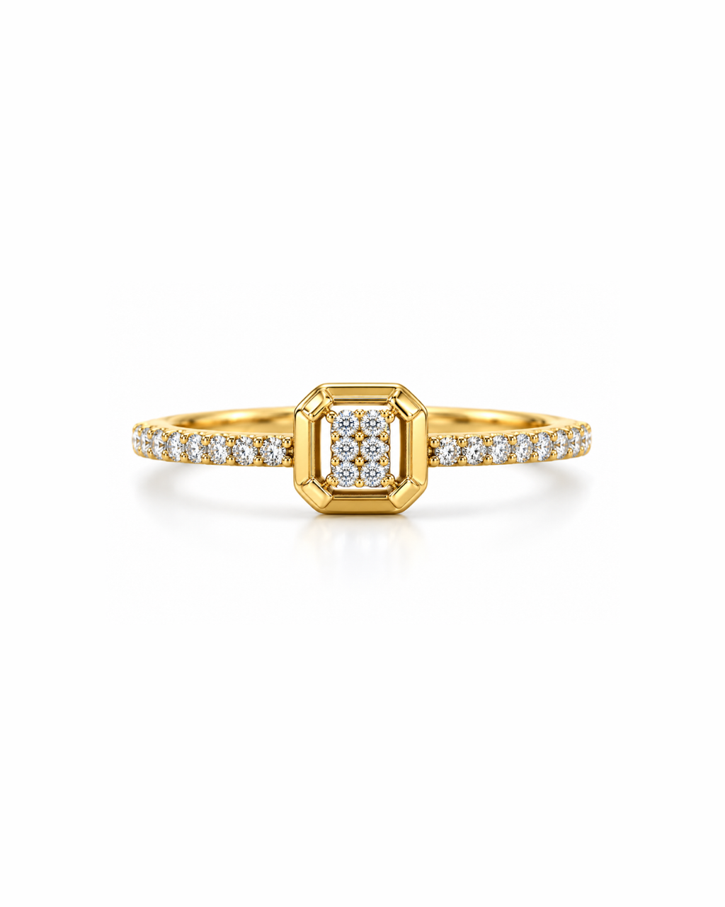 Emerald-Frame Diamond Cluster Ring