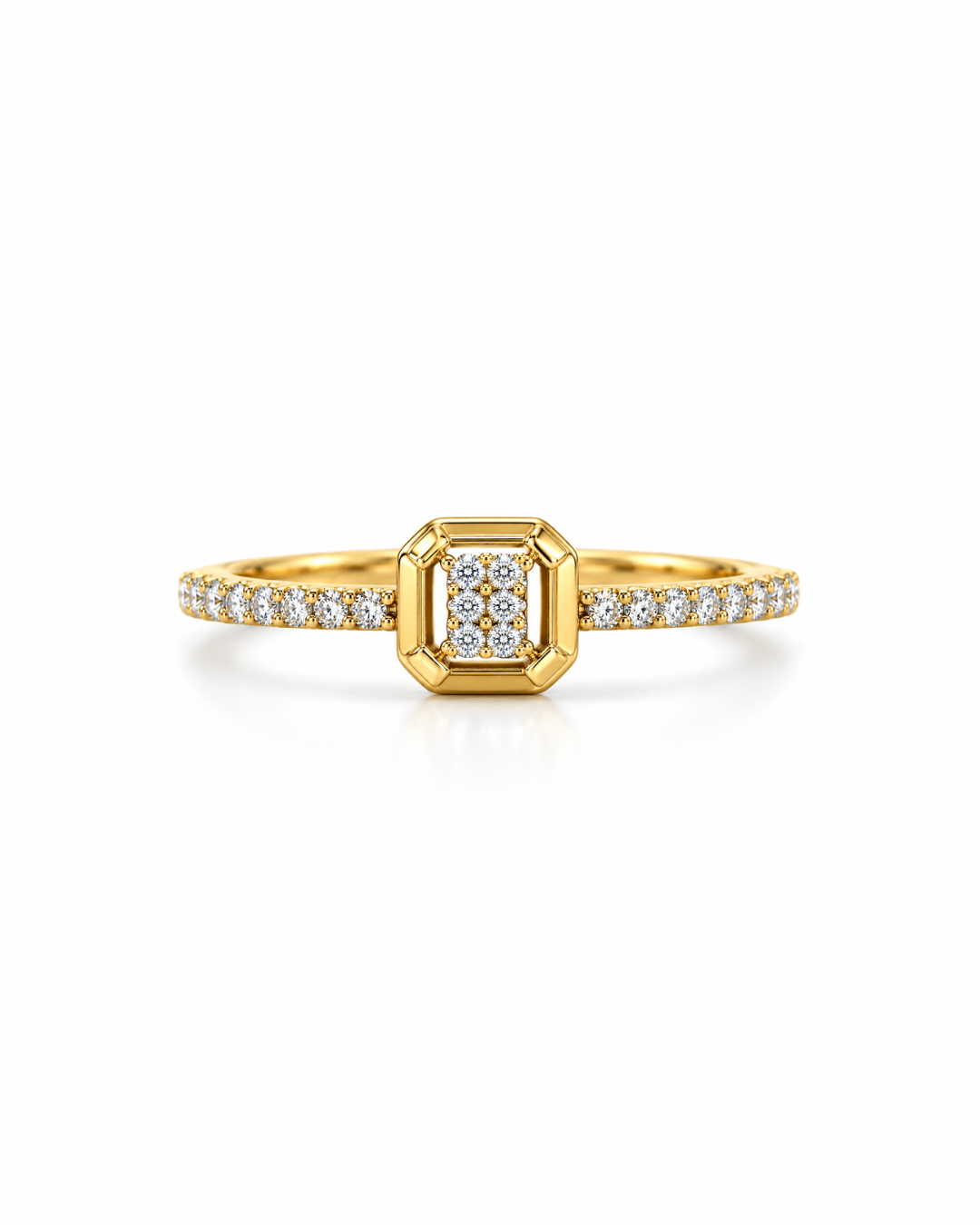 Emerald-Frame Diamond Cluster Ring