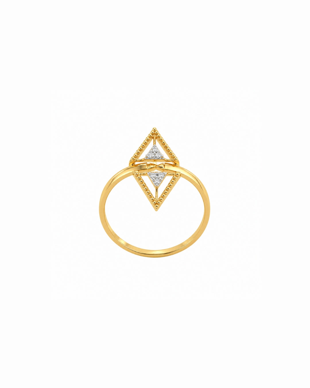 Dual Triangle Beaded Bypass Ring